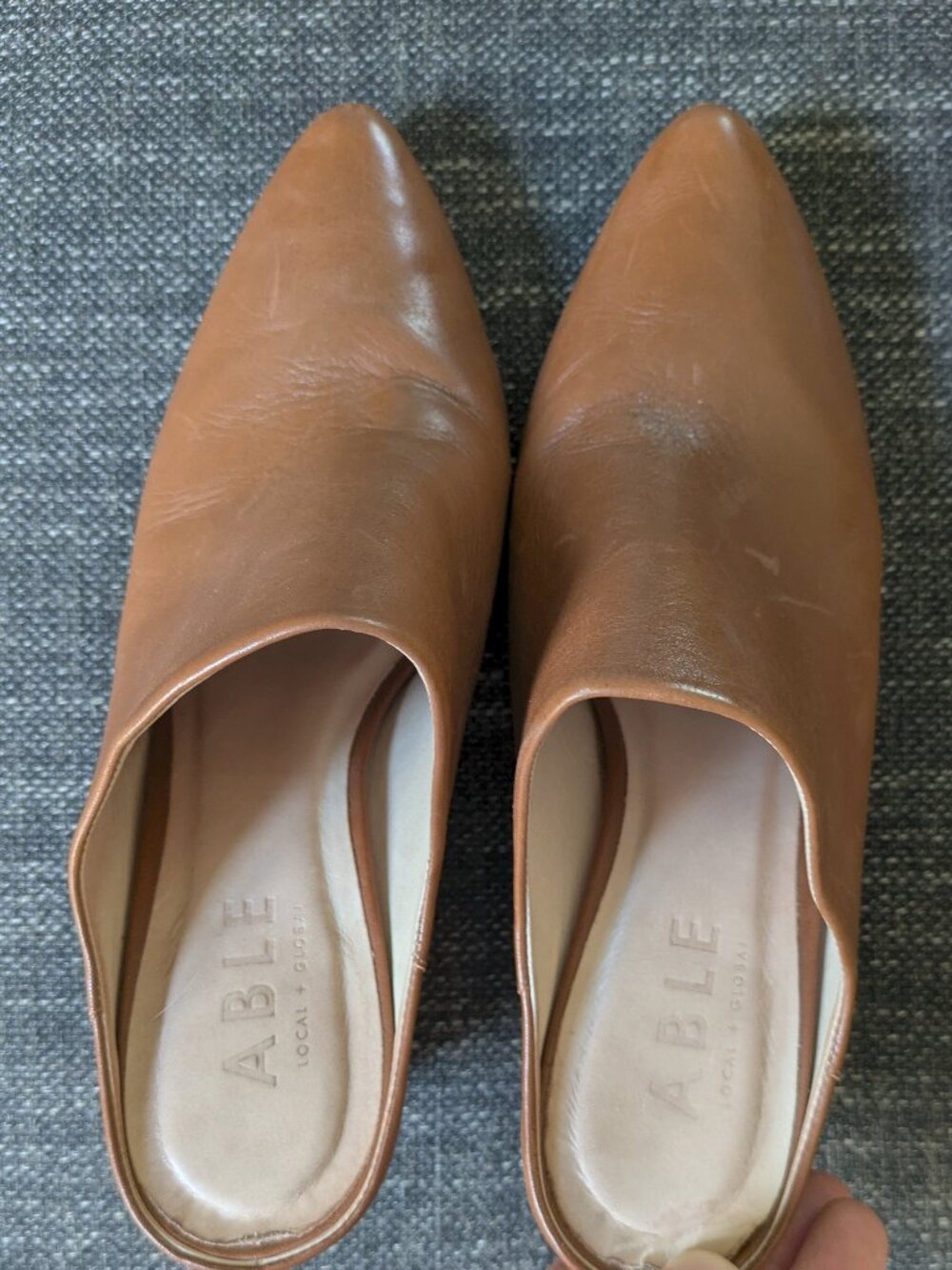 Vintage brown leather mules